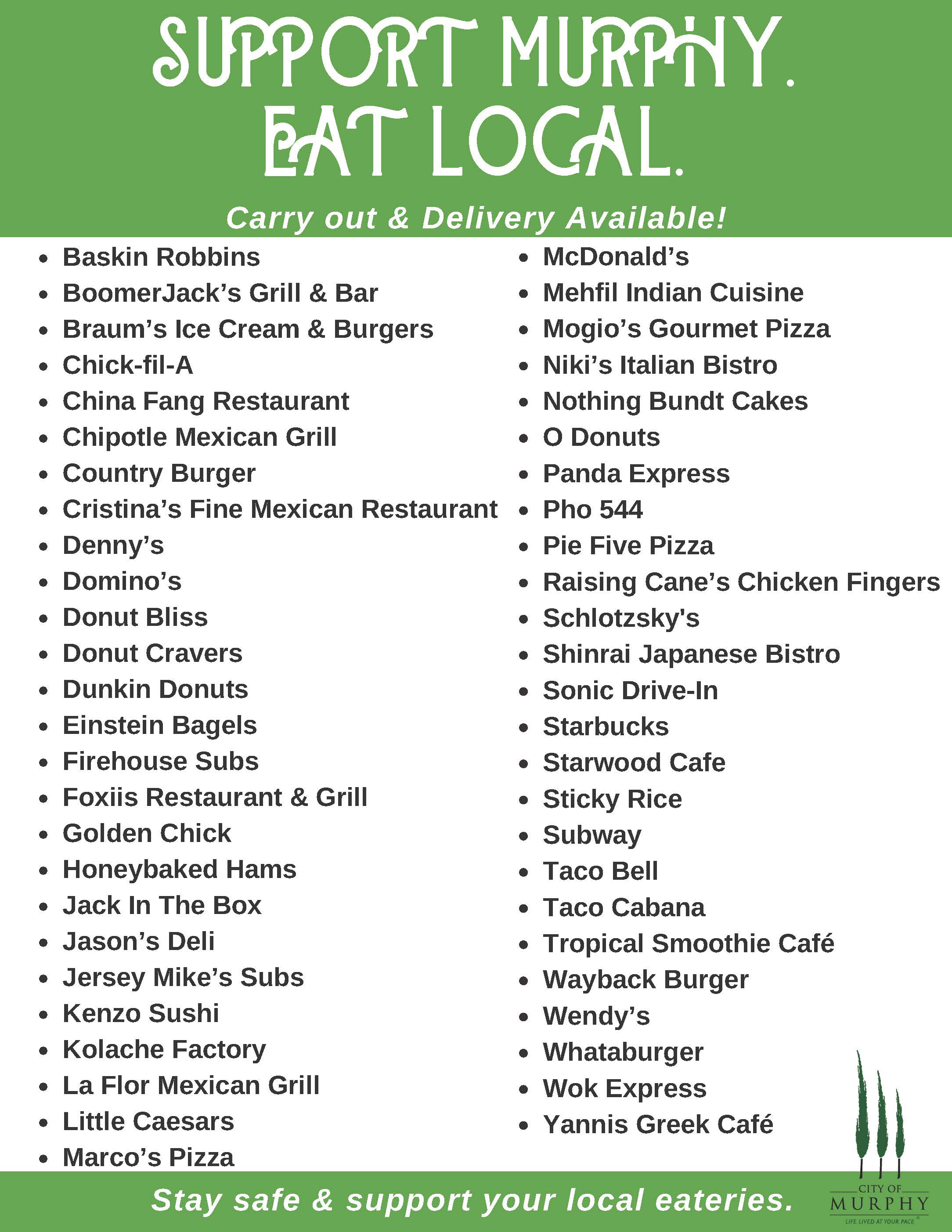 Support Murphy Eat local. 4-14-2020