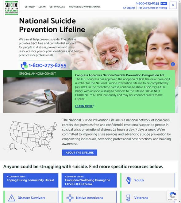  National Suicide Prevention Lifeline Opens in new window